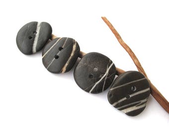 Buttons Stone Mediterranean Beach Rock Pebble Knitting Sewing Buttons Craft Findings Large STRIPED BUTTONS 34-35 mm