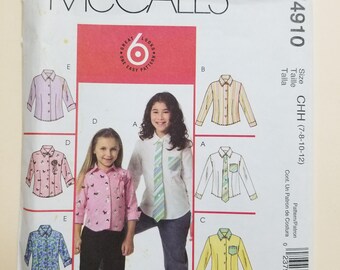 McCall's Child's Pattern Size 7-12 #M4910