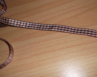 Brown and white 10mm gingham Ribbon