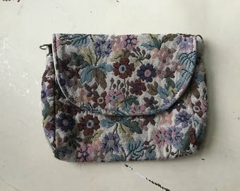 vintage floral tapestry clutch