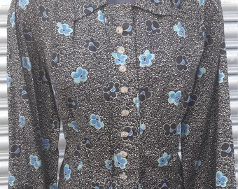 1940s black patterned blouse