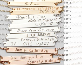 Bar Necklace Personalized, Custom Name, Gold Bar Necklace, Personalized Name Necklace, Mothers Gift, Mothers Necklace, Gifts For Her
