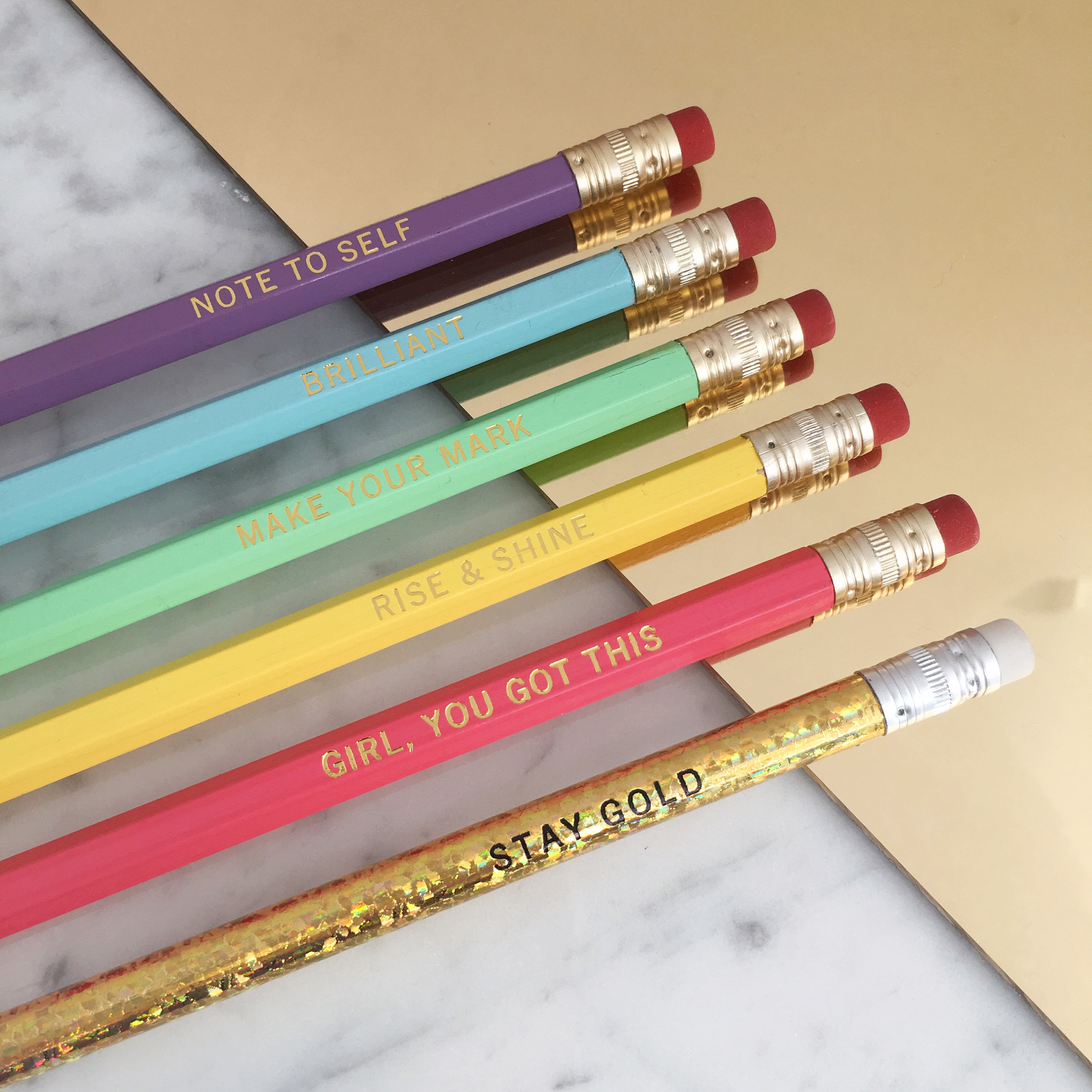 Motivational Pencil Set S/6 Fancy Pencils Quotes: Stay