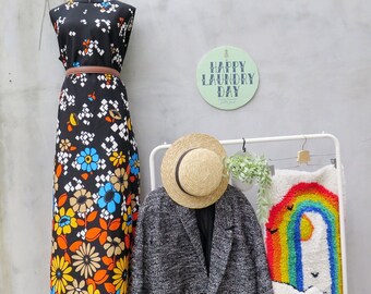 Summer burning | Vintage 1960s 1970s Plus Size i Flower power Retro mod Maxi Dress