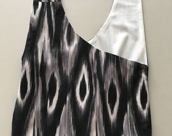 Handmade Upcycled Black and White Print Hobo Shoulder Purse