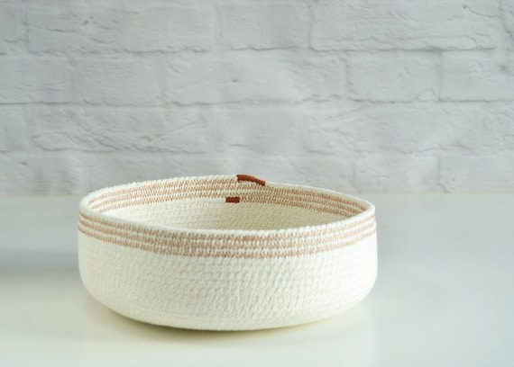 Cotton rope basket, Coil rope bowl, Key bowl, Natural decor Gift for her, Housewarming gift Scandinavian decor, Bathroom storage Rope basket