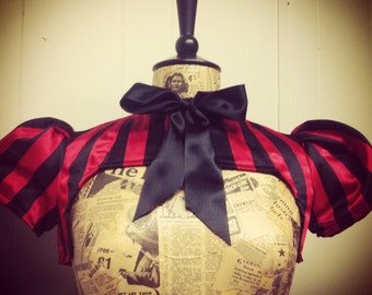 Striped bow bolero with puff sleeve. Choice of colour