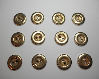 12 Gold Buttons- Steampunk Uniform-Fashionable --9/16 inch