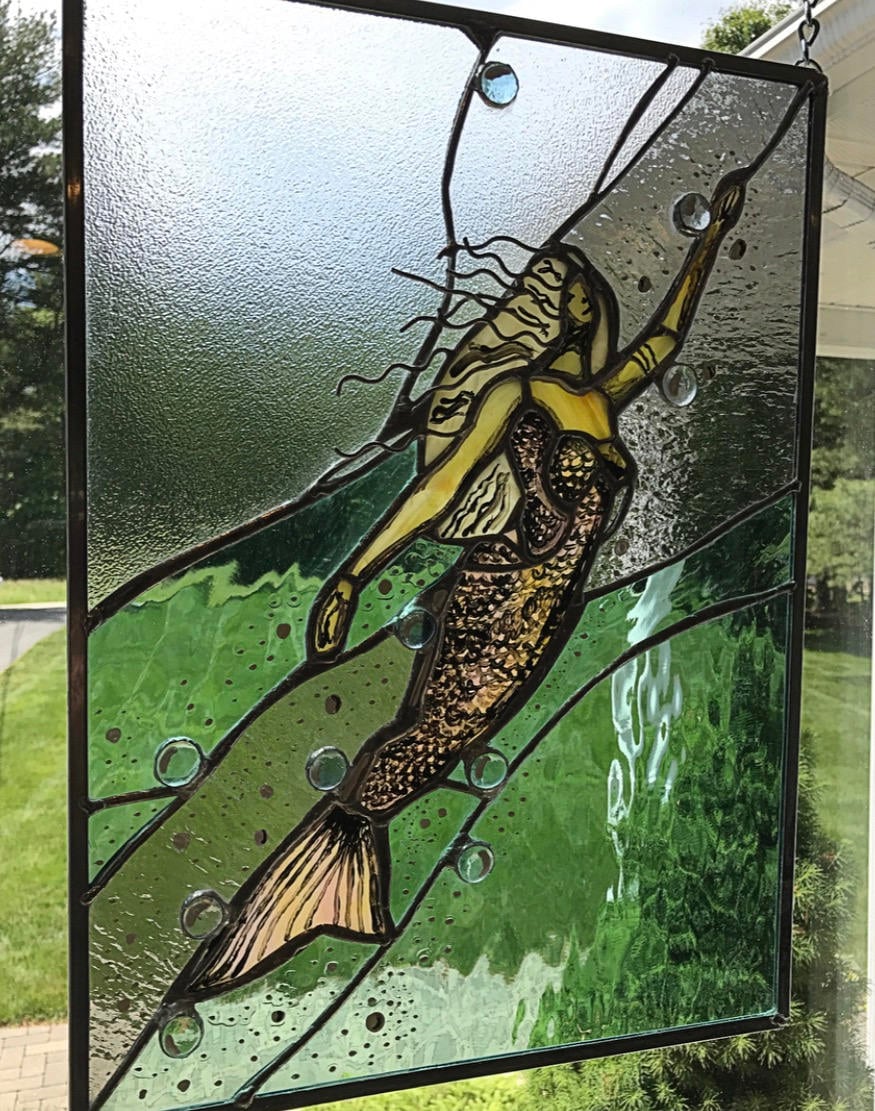 Mermaid Stained Glass Panel