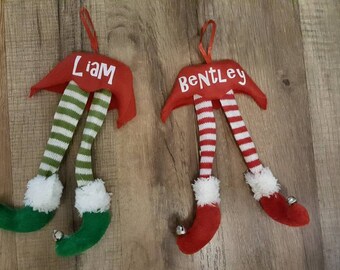 personalised elf legs christmas tree ornament or gift tags free shipping - Elf Legs Christmas Decoration personalised elf legs christmas tree ornament or gift tags free shipping - Elf Legs Christmas Decoration