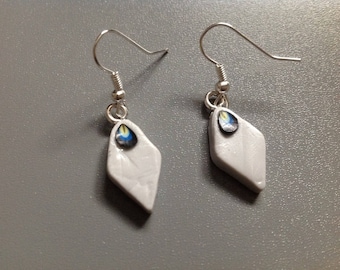 Earrings with inlay cane polymer clay