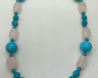 A36 Natural Turquoise and Natural Rose Quartz.