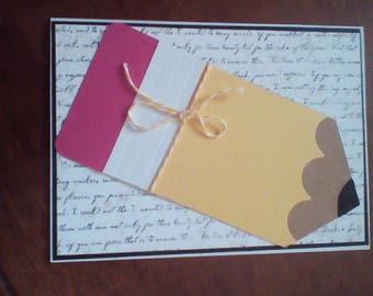 Note card with giant pencil