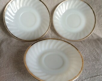 Vintage Fire King Milk Glass Saucers- Set of 3