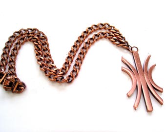 Vintage RENOIR Copper DANCE Modernist Pendant Necklace, Renoir Necklace, Vintage Copper Pendant Necklace, Chunky Copper Necklace