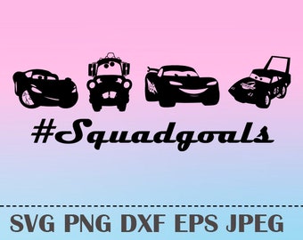 SVG Squadgoals Lightning McQueen CARS3 Vector Layered Cut File Silhouette Cameo Cricut Design Template Stencil Vinyl Decal Tshirt Transfer