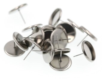 14mm Stainless Steel Earring Tray Settings, Earring Backs INCLUDED
