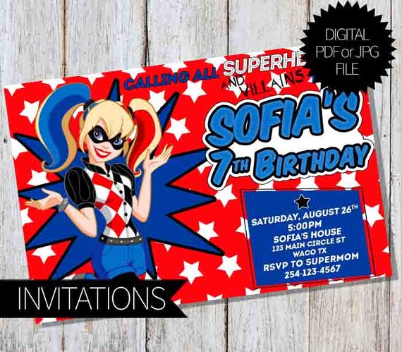 Harley Quinn Birthday Invitations 10