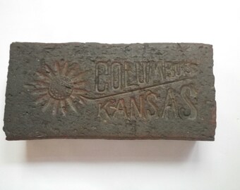 Vintage Brick Antique Columbus Kansas Imprinted Brick