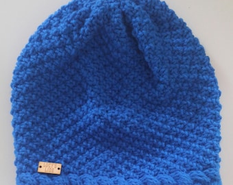 Hand-knit Seed Stitch Cable Hat