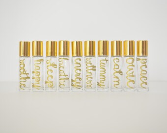 10ml gold essential oil rollers- set of 10