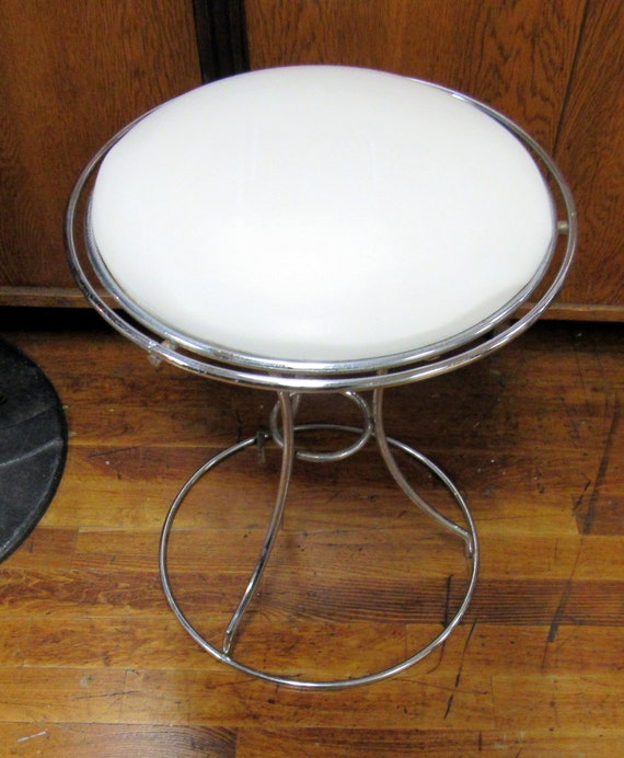 Vanity stool chrome and white
