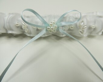 White Bridal Garter with Beading