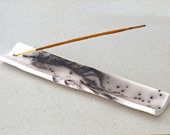 Raku fired incense burner