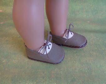 Brown and Ecru Oxfords-Doll Shoes Fits 18" American Girl and Boy Dolls-Logans Doll Shoes