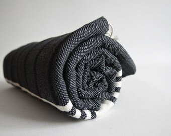 SALE 50 OFF/ BathStyle / Black-White / Turkish Beach Bath Towel / Bath, Beach, Spa, Swim, Pool Towels