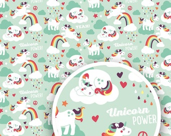 Unicorn gift wrap, 3 sheets, 16,53" x 23,39" (420 x 594 mm), wrapping paper, gift packaging, unicorn pattern