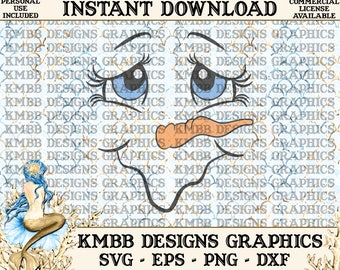 Instant Download - Personal Use - Snowman Face Snow girl Face Snow Lady Face - SVG PNG DXF - Cut cutting File svg cup Shirt Designs Wall Art