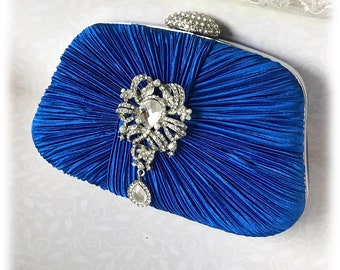 Royal blue clutch, Wedding clutch, formal clutch, evening bag, bridesmaid clutch, bridesmaid bag, Classic crystal clutch