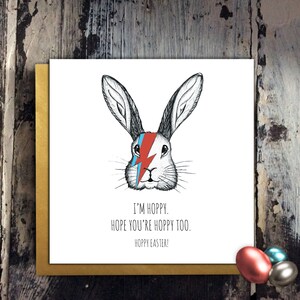 Ziggy Stardust Easter Birthday Bowie Art Card Aladdin Sane Hoppy Birthday Rabbit Hare Art Pen & Ink Music Ashes to Ashes David Bowie Music