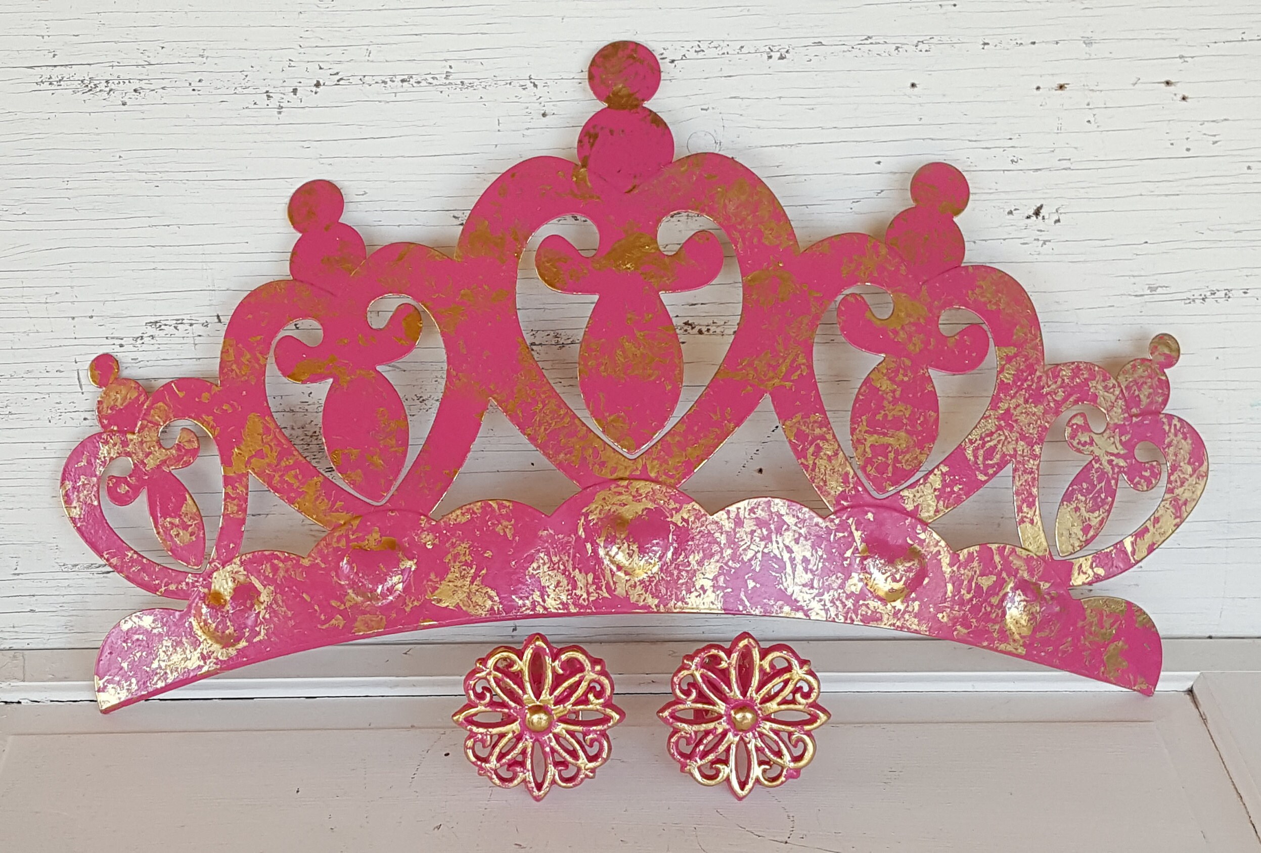 Canopy Crown With Tie Backs Pink And Gold Nursery Wall Decor