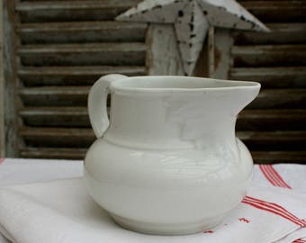 French / White Ironstone / Ironstone Pitcher / Vintage Pitcher / White Pitcher / White Jug / Shabby chic / French Ironstone / Home Decor