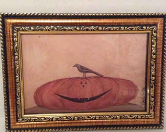 Vintage like Pumpkin Picture-Fall-Autumn-Halloween-Primitive Home Decor