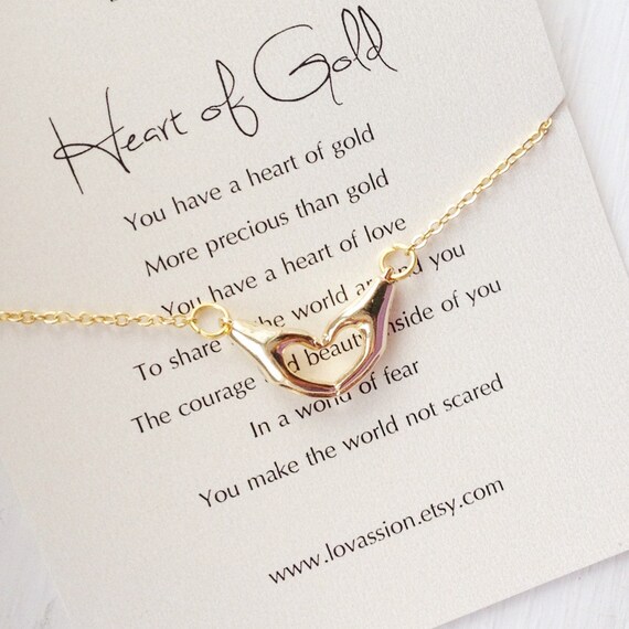 Gold Heart Hands Necklace heart hands necklace heart of