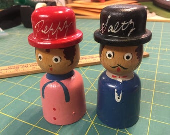 Salt and Pepper Shakers Salty & Peppy Wood JAPAN