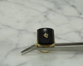 Mid Century Gold Filled Onyx with Seed Pearl (size 5.5)