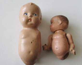 2 Vintage Doll Head Body Composition Compo Doll Part