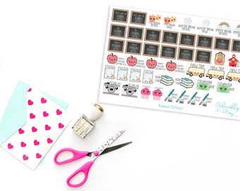 Kawaii Grade School Planner Stickers for Erin Condren, Plum Planner, Inkwell Press or Filofax Planners