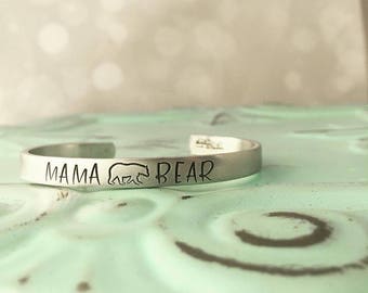 Mama Bear Cuff Bracelet - Hand Stamped Cuff Bracelet - Mama Bear Bracelet - Mom Bracelet - Mom Jewelry - Gift for Mom - Bear Jewelry