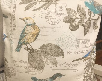 Vintage Birds Pillow Cover