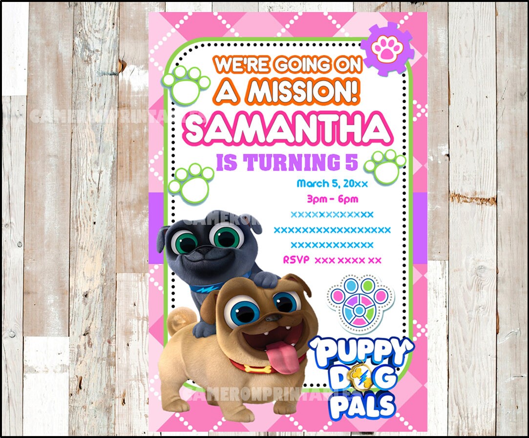 Puppy Dog Pals Invitation Printable Pink Puppy Dog Pals party