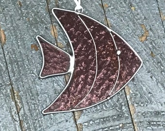 Stained Glass Sun Catcher Ornament Pink Fish