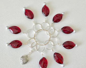 Red Knitting Stitch Markers