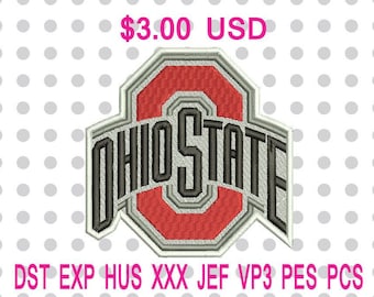Ohio State Buckeyes Machine Embroidery Design 3 Sizes-INSTANT DOWNLOAD