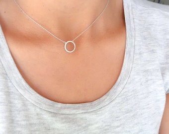 Eternity circle necklace. Sterling silver eternity necklace. Cz circle necklace. Silver circle necklace. Gold circle necklace. Necklaces.