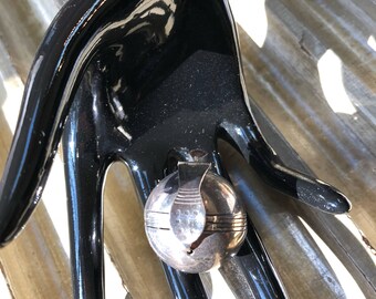 Mexico Sterling Silver Globe Locket - Folding Ball Charm - Photo Sphere Mom Gift - Vintage 925 Sterling